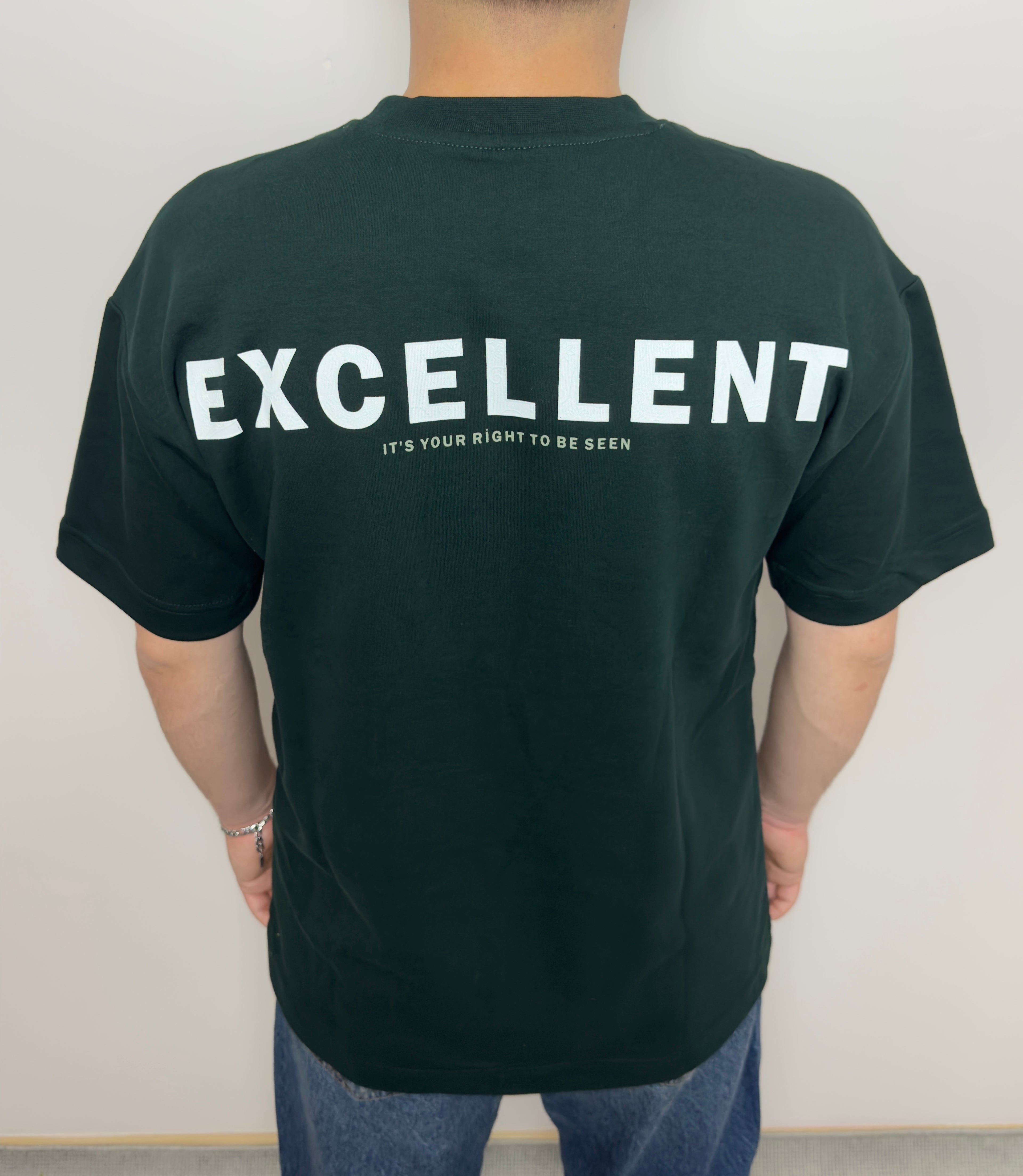 Excellent Baskılı Oversize Siyah Erkek T-Shirt