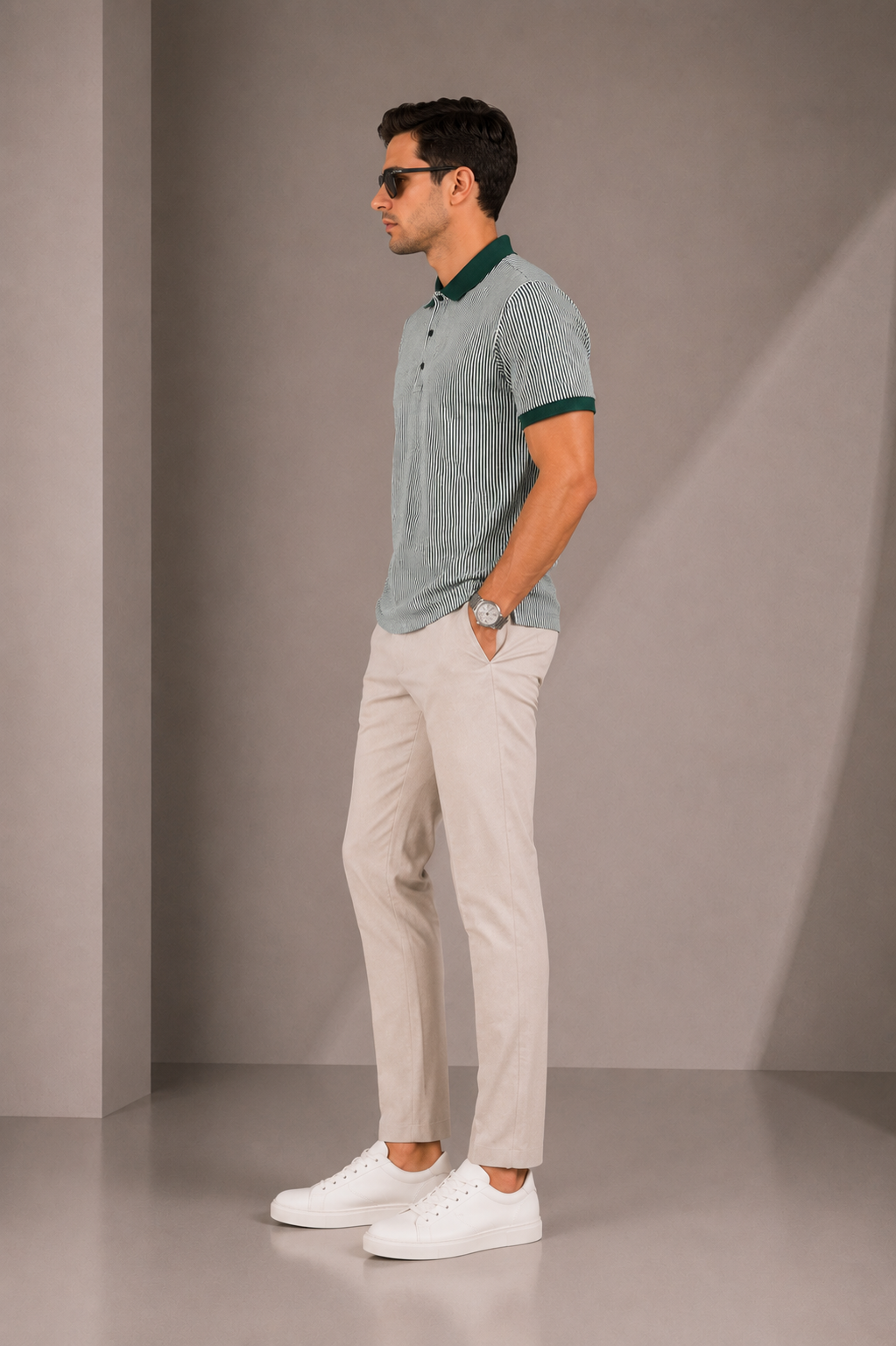 Erkek Çizgili Polo Yaka Tişört Premium Old Money Stil