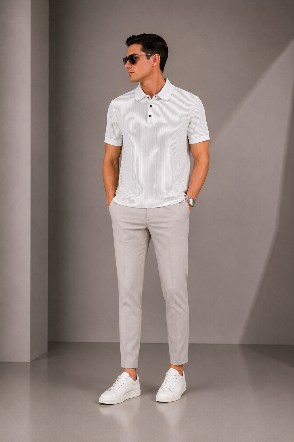Erkek Çizgili Polo Yaka Tişört Premium Old Money Stil