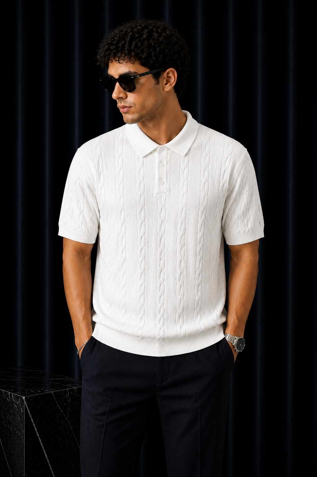 Triko Polo Yaka T-Shirt – Beyaz
