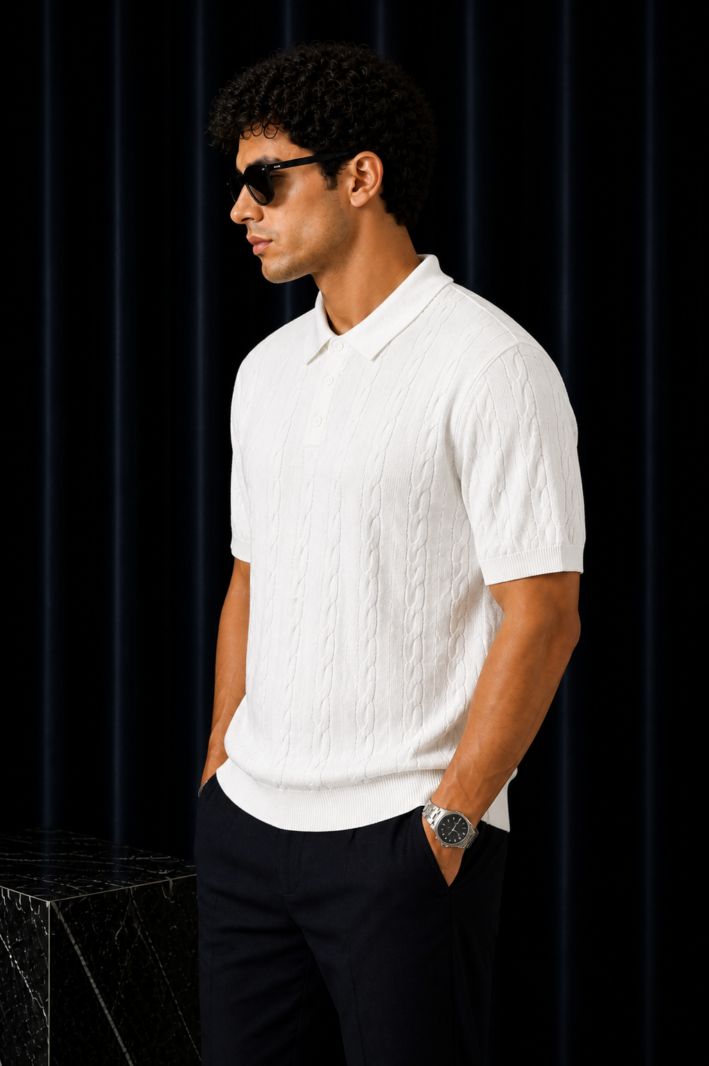 Triko Polo Yaka T-Shirt – Beyaz