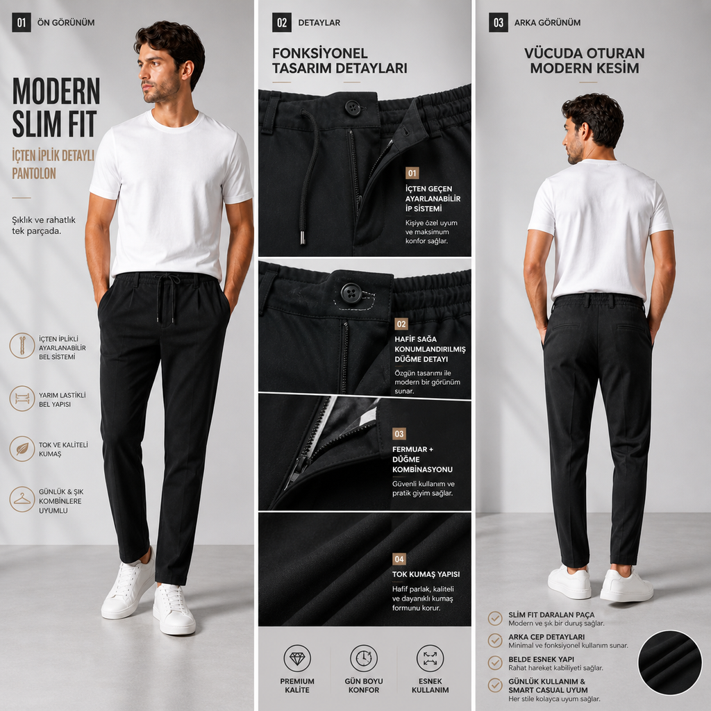 İçten İplik Detaylı jogger  Pantolon