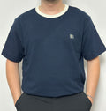 Lacivert Kontrast Yaka Basic T-Shirt