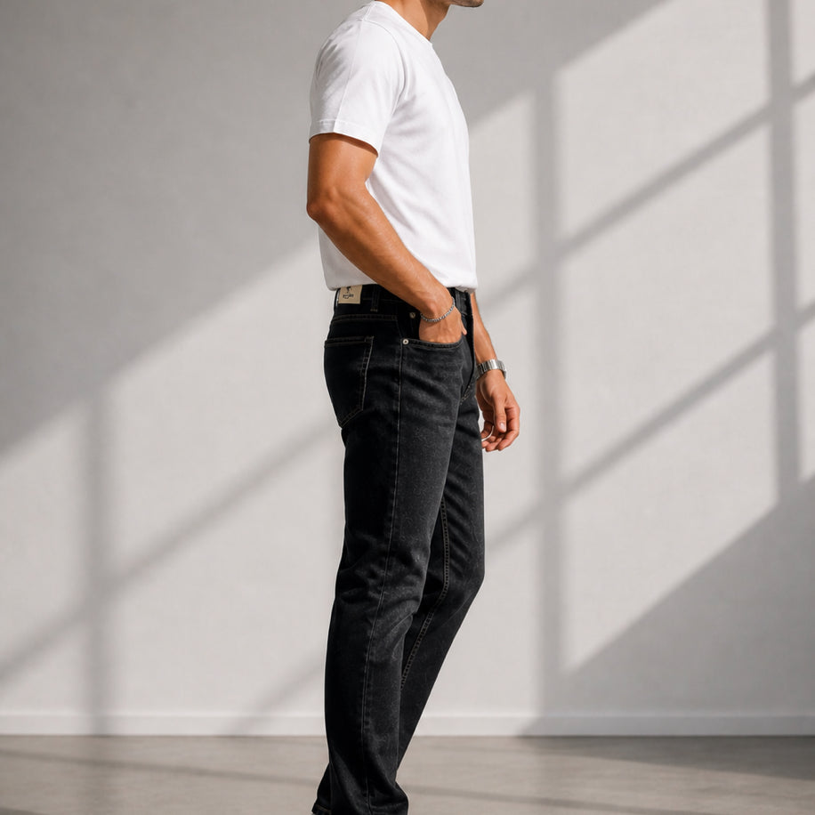 Erkek Premium Siyah Jean Pantolon Günlük ve Şık Kullanım